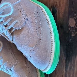 Women's Gray and Green Suede Wingtips. Sz 7-1/2